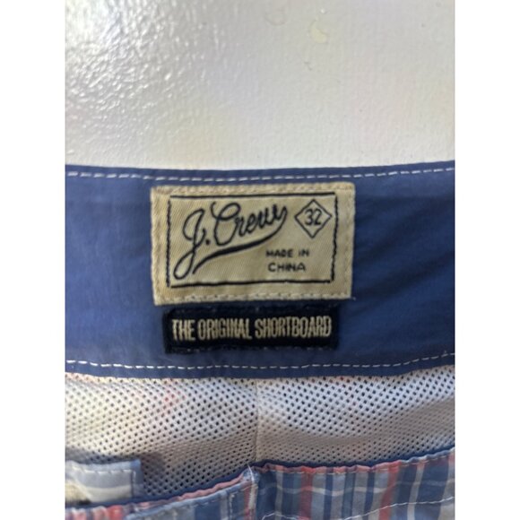 J.Crew Mens Plaid Drawstring Swim Trunks With Pockets Blue & Red Size32Inches Wa - Picture 8 of 10